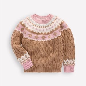 Mini Boden Girl’s Fair Isle Cable Jumper Sweater Classic